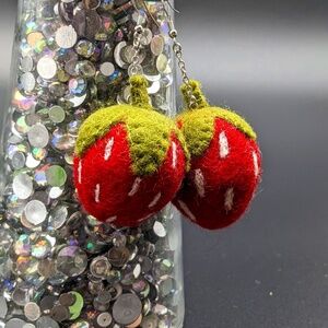 Felt Strawberry Earrings